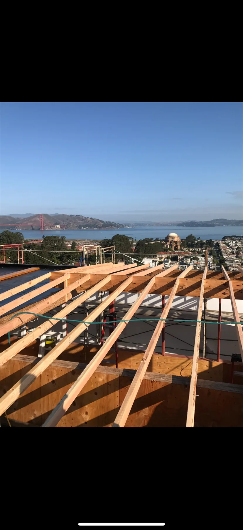 Residential framing and addition construction with city view