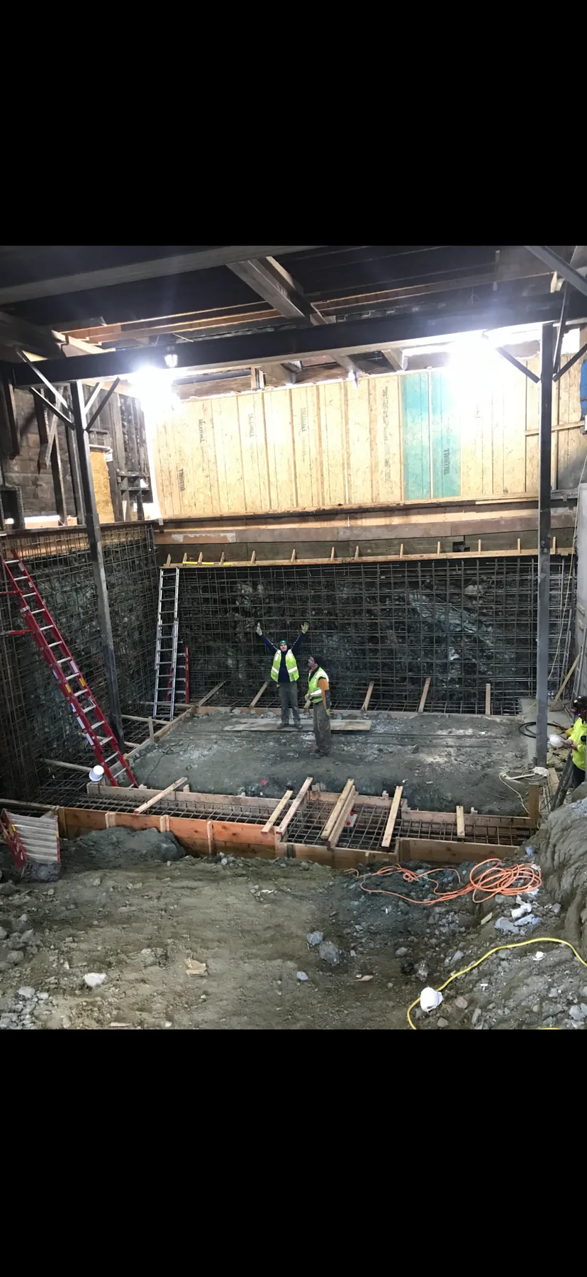 Active residential foundation and construction jobsite